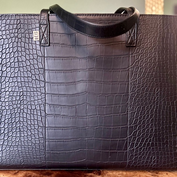 Handbags - BEIS Large Work Tote- Black Croc